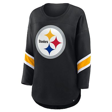Women's Fanatics Black Pittsburgh Steelers Redzone 3/4-Sleeve T-Shirt