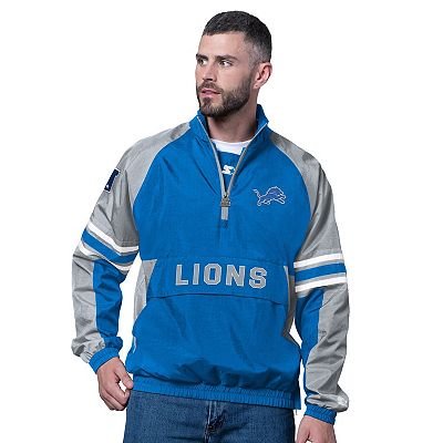 Men's Starter Blue Detroit Lions Prospect Half-Zip Pullover