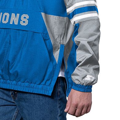 Men's Starter Blue Detroit Lions Prospect Half-Zip Pullover
