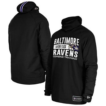 Men's New Era Black Baltimore Ravens Functional Fandom Balaclava Helmet Stripe Tri-Blend Hoodie