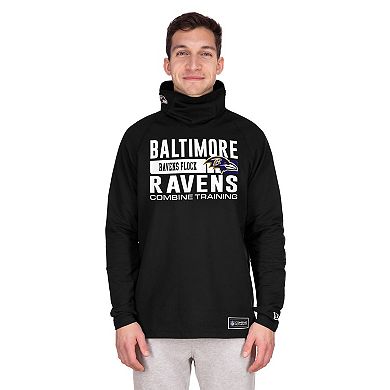 Men's New Era Black Baltimore Ravens Functional Fandom Balaclava Helmet Stripe Tri-Blend Hoodie
