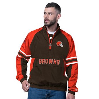 Men's Starter Brown Cleveland Browns Prospect Half-Zip Pullover
