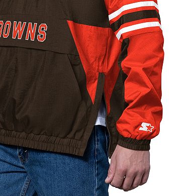 Men's Starter Brown Cleveland Browns Prospect Half-Zip Pullover