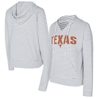 Men's Concepts Sport White/Gray Texas Longhorns French Terry Striped V-Neck Pullover Hoodie