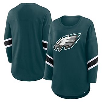 Women's Fanatics Green Philadelphia Eagles Redzone Clear Dimple Long Sleeve 3/4-Sleeve T-Shirt