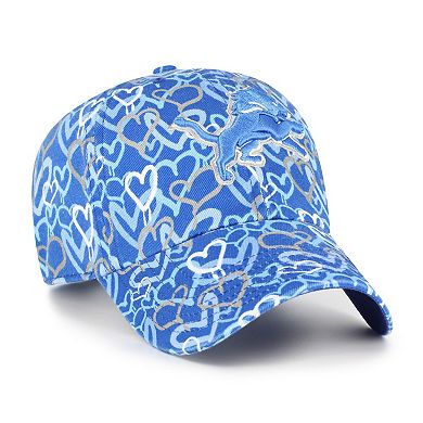 Girls Youth '47 Blue Detroit Lions Mural Clean Up Adjustable Hat