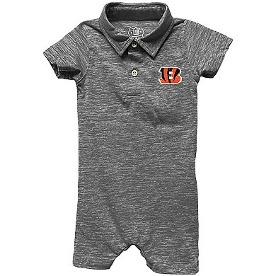 Infant Wes & Willy Charcoal Cincinnati Bengals Short Leg Cloudy Yarn Polo Bodysuit