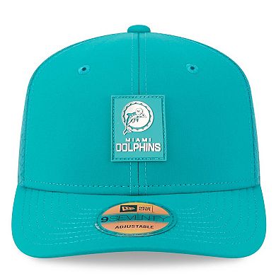 Men's New Era Aqua Miami Dolphins 2025 Sideline Throwback 9SEVENTY Trucker Adjustable Hat