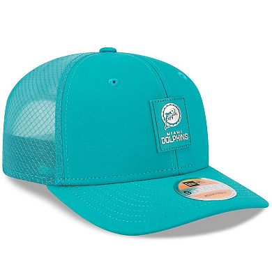 Men's New Era Aqua Miami Dolphins 2025 Sideline Throwback 9SEVENTY Trucker Adjustable Hat