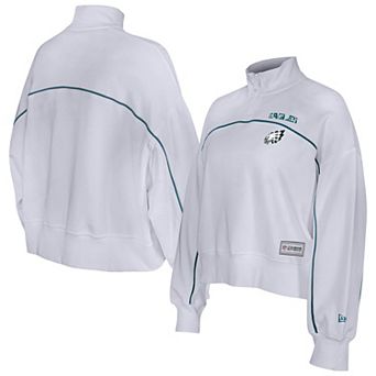 Women's New Era White Philadelphia Eagles Functional Fandom Quarter-Zip Sweatshirt
