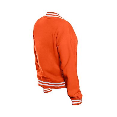 Women's New Era Orange Cleveland Browns Throwback Fleece Full-Snap Jacket