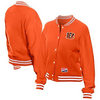 Women's New Era Orange Cincinnati Bengals Throwback Fleece Full-Snap Jacket