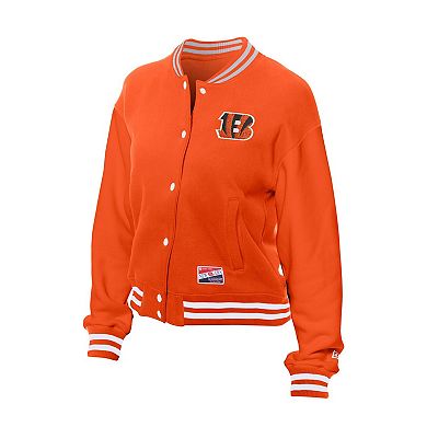 Women's New Era Orange Cincinnati Bengals Throwback Fleece Full-Snap Jacket