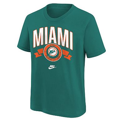 Youth Nike Aqua Miami Dolphins Rewind Front & Back Essential T-Shirt