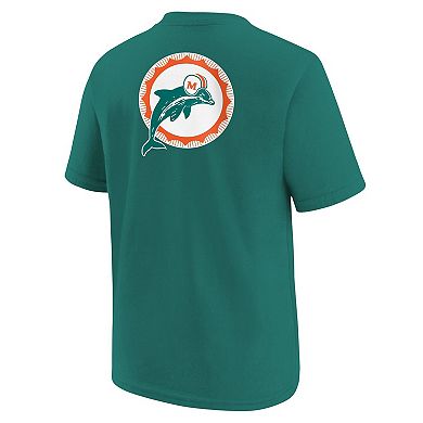 Youth Nike Aqua Miami Dolphins Rewind Front & Back Essential T-Shirt