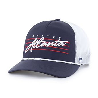Men's '47 Navy Atlanta Braves Brrr Downburst Mesh Hitch Adjustable Hat