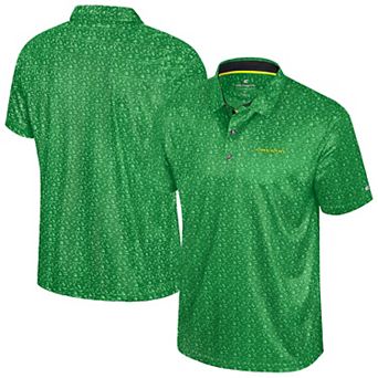 Men's Colosseum Green Oregon Ducks Football Print Polo