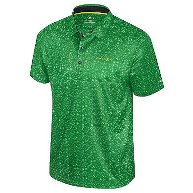 Men's Colosseum Green Oregon Ducks Football Print Polo