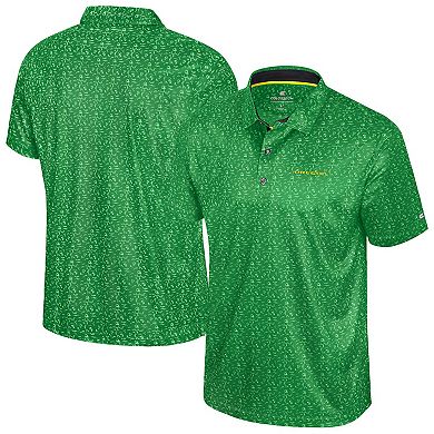 Men's Colosseum Green Oregon Ducks Football Print Polo