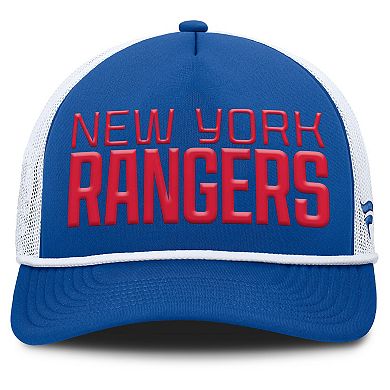 Men's Fanatics Blue/White New York Rangers Heritage Dutch A-Frame Trucker Adjustable Hat