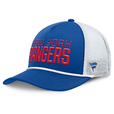 Men's Fanatics Blue/White New York Rangers Heritage Dutch A-Frame Trucker Adjustable Hat