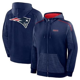 Men's Fanatics Navy New England Patriots Checkdown Pass Full-Zip Hoodie