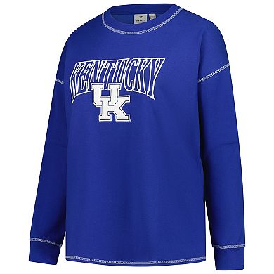 Women's Fanatics Royal Kentucky Wildcats Plus Size Contrast Stitch Sweatshirt