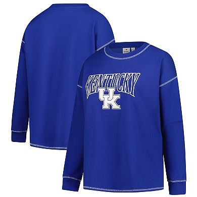 Women's Fanatics Royal Kentucky Wildcats Plus Size Contrast Stitch Sweatshirt
