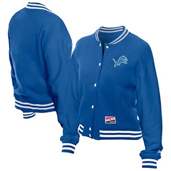 Women's New Era Blue Detroit Lions Throwback Fleece Full-Snap Jacket