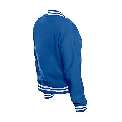 Women's New Era Blue Detroit Lions Throwback Fleece Full-Snap Jacket