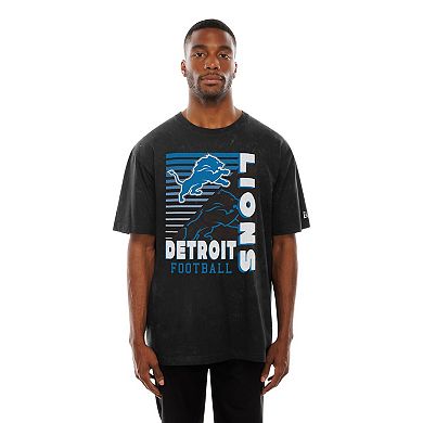 Men's New Era Black Detroit Lions Enzyme Washed Oversized T-Shirt