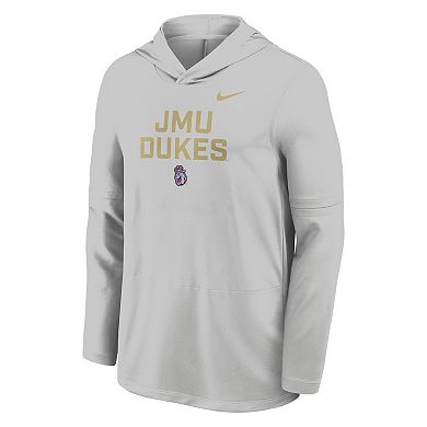 Men's Nike Gray James Madison Dukes Sideline Dri-FIT Lightweight Hooded Top