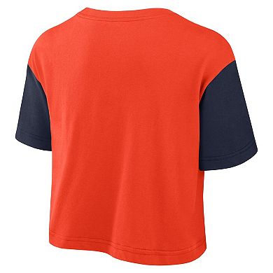 Women's Nike Orange/Navy Auburn Tigers Color-Block Script Dri-FIT Cropped T-Shirt