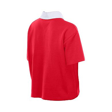 Women's New Era Red Kansas City Chiefs Throwback Boxy Cropped Polo