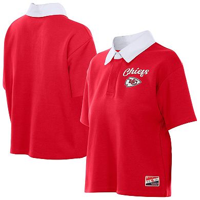Women's New Era Red Kansas City Chiefs Throwback Boxy Cropped Polo