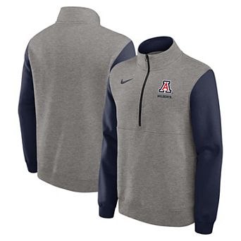 Men's Nike Heather Gray/Navy Arizona Wildcats Club Fleece Half-Zip Pullover