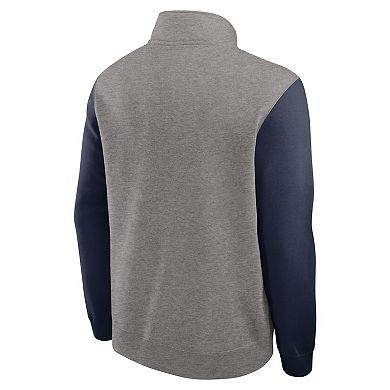 Men's Nike Heather Gray/Navy Arizona Wildcats Club Fleece Half-Zip Pullover