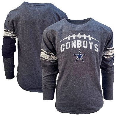 Youth Wes & Willy Navy Dallas Cowboys Football Long Sleeve T-Shirt