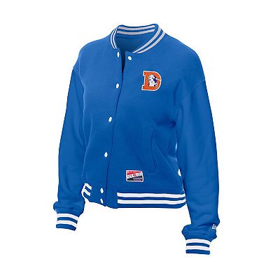 Women's New Era Royal Denver Broncos Throwback Fleece Full-Snap Jacket