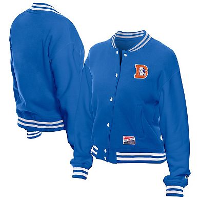 Women's New Era Royal Denver Broncos Throwback Fleece Full-Snap Jacket