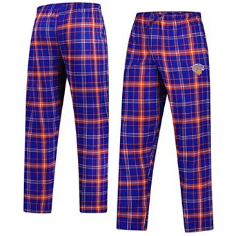 Men's Concepts Sport Blue/Orange New York Knicks Ultimate Plaid Flannel Pants