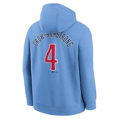 Men's Nike Pete Crow-Armstrong Light Blue Chicago Cubs Player Name & Number Club Fleece Pullover Hoodie