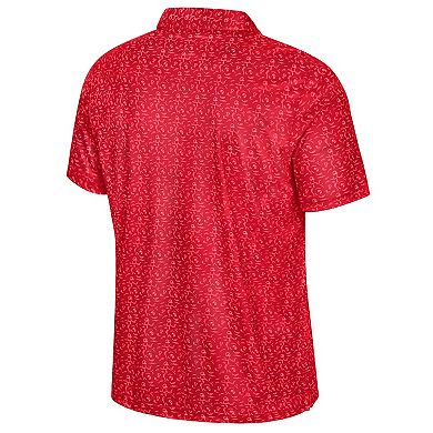 Men's Colosseum Red NC State Wolfpack Football Print Polo