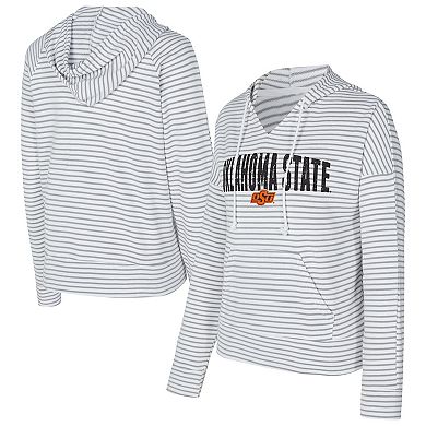 Men's Concepts Sport White/Gray Oklahoma State Cowboys French Terry Striped V-Neck Pullover Hoodie