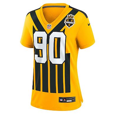 Women's Nike T.J. Watt Gold Pittsburgh Steelers Alternate 1933 Throwback Game Jersey