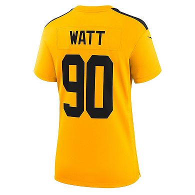 Women's Nike T.J. Watt Gold Pittsburgh Steelers Alternate 1933 Throwback Game Jersey
