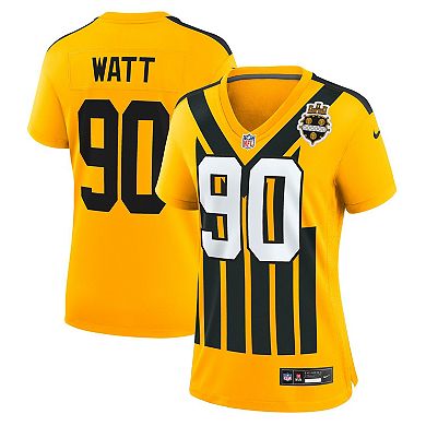 Women's Nike T.J. Watt Gold Pittsburgh Steelers Alternate 1933 Throwback Game Jersey