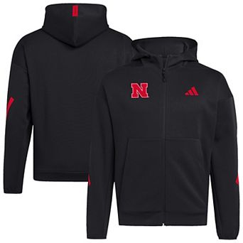 Men's adidas Black Nebraska Huskers Z.N.E. Full-Zip Hoodie