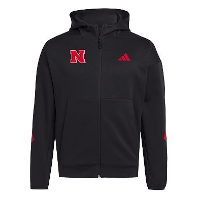 Men's adidas Black Nebraska Huskers Z.N.E. Full-Zip Hoodie