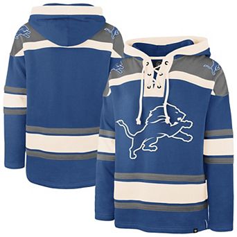 Men's '47 Blue Detroit Lions Superior Lacer Hoodie